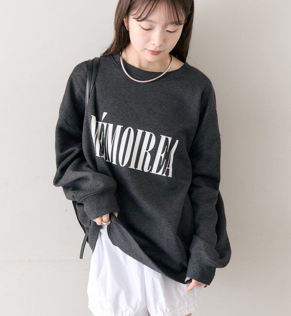  「フロッキーロゴ裏起毛スウェット」|Tシャツ・カットソー|チャコールグレー