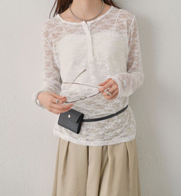  「〈新色ホワイト2〉【インナー使いに優秀アイテム/7色展開】シアーヘンリーロンT」|Tシャツ・カットソー|