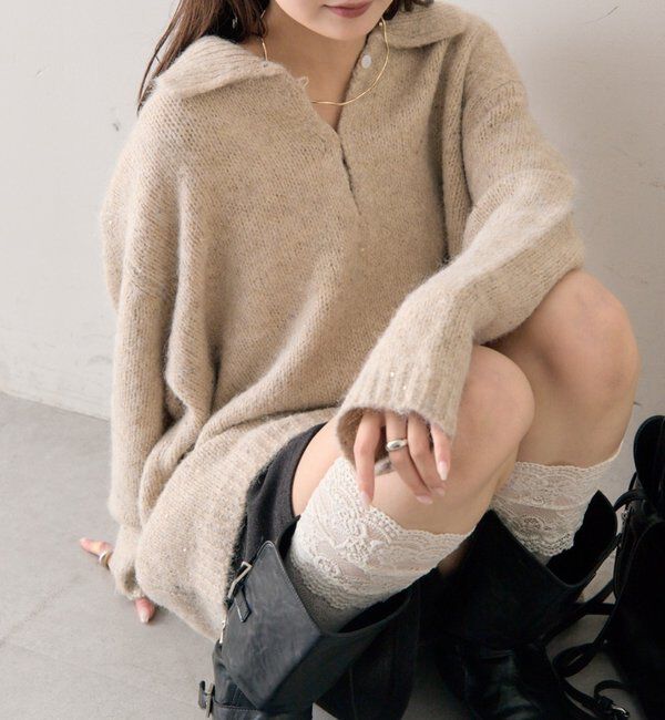  「襟付きラメニット」|ニット・セーター|