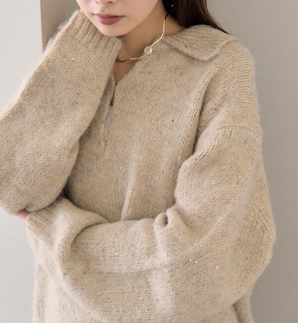  「襟付きラメニット」|ニット・セーター|