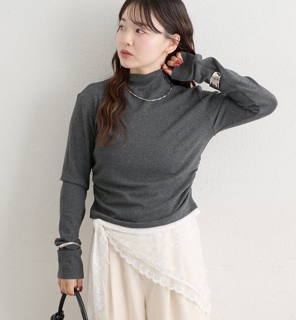  「長袖プレート付きハイネックカットソー」|Tシャツ・カットソー|