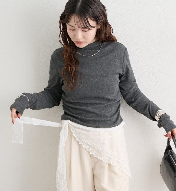 「長袖プレート付きハイネックカットソー」|Tシャツ・カットソー|