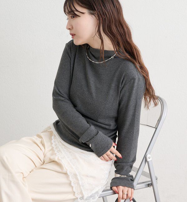  「長袖プレート付きハイネックカットソー」|Tシャツ・カットソー|
