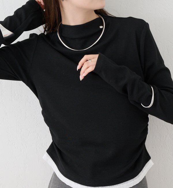  「長袖プレート付きハイネックカットソー」|Tシャツ・カットソー|ブラック