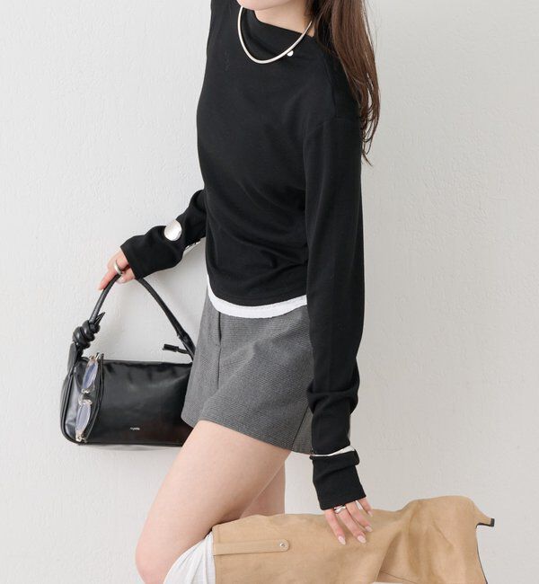  「長袖プレート付きハイネックカットソー」|Tシャツ・カットソー|