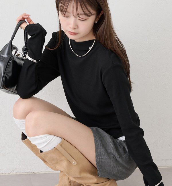  「長袖プレート付きハイネックカットソー」|Tシャツ・カットソー|