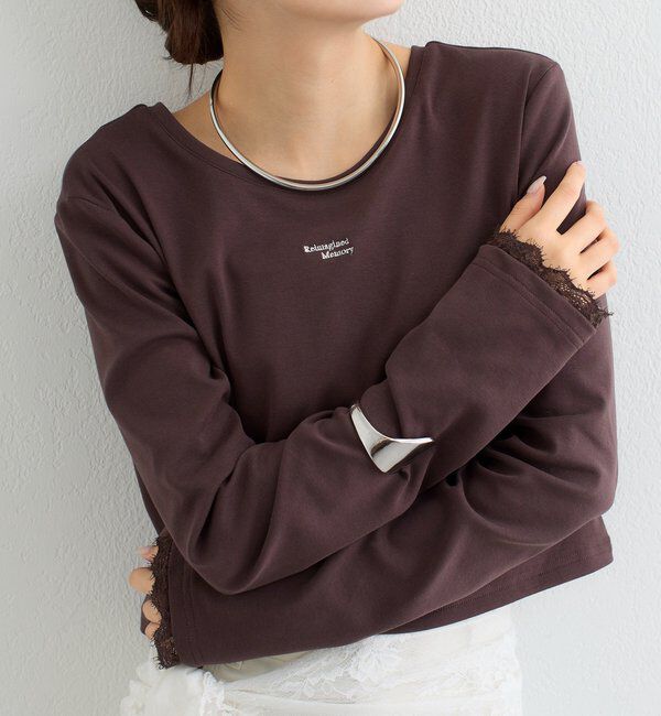  「ポイントロゴチビロングTシャツ」|Tシャツ・カットソー|ブラウン