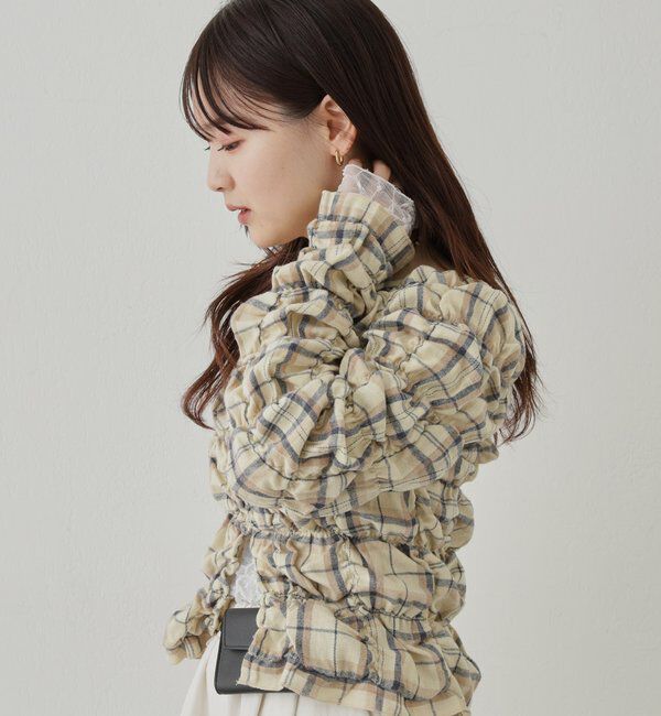  「シャーリングチェックブラウス」|シャツ・ブラウス|