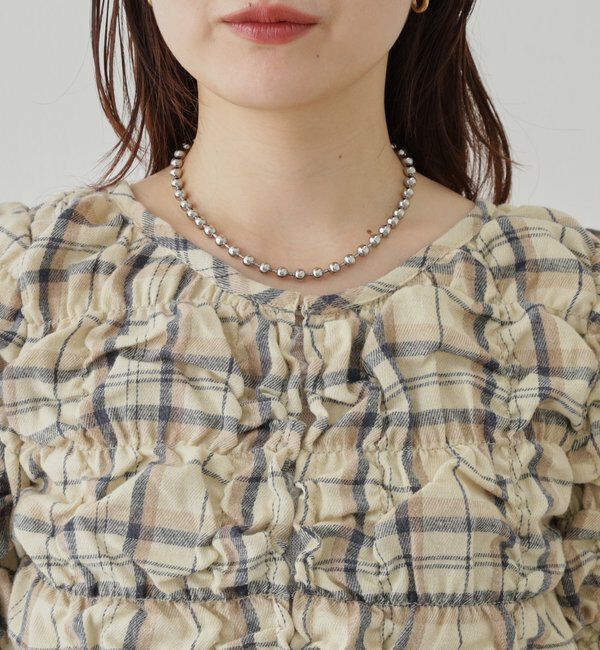  「シャーリングチェックブラウス」|シャツ・ブラウス|