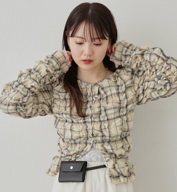  「シャーリングチェックブラウス」|シャツ・ブラウス|