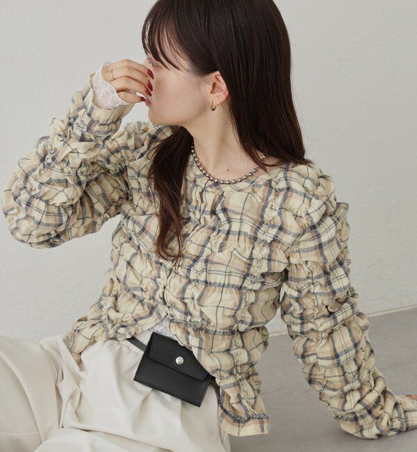  「シャーリングチェックブラウス」|シャツ・ブラウス|