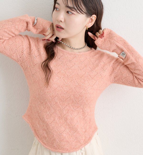  「柄編みバックシャンニット」|ニット・セーター|