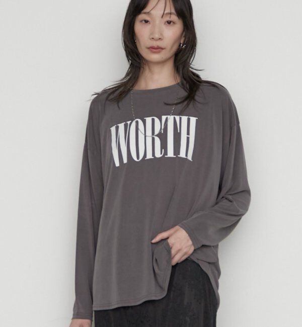  「《さらっとした着心地》WORTHロゴロンT」|Tシャツ・カットソー|チャコールグレー