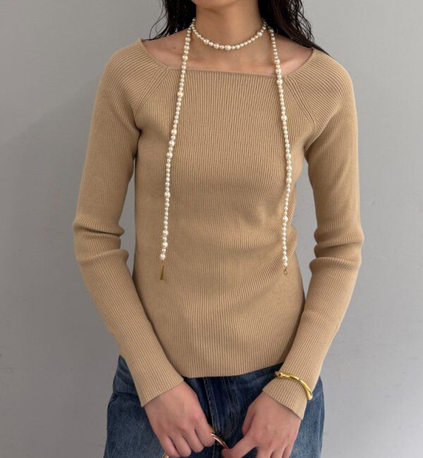  「《洗える》オフショルニット」|ニット・セーター|ベージュ