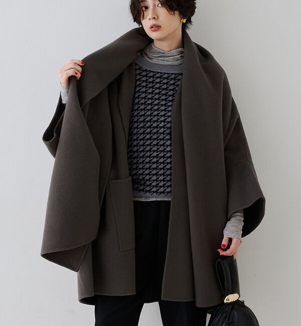 Rouge vif「【2サイズ展開】ストール/マフラー付き変形リバーコート」|その他|チャコールグレー