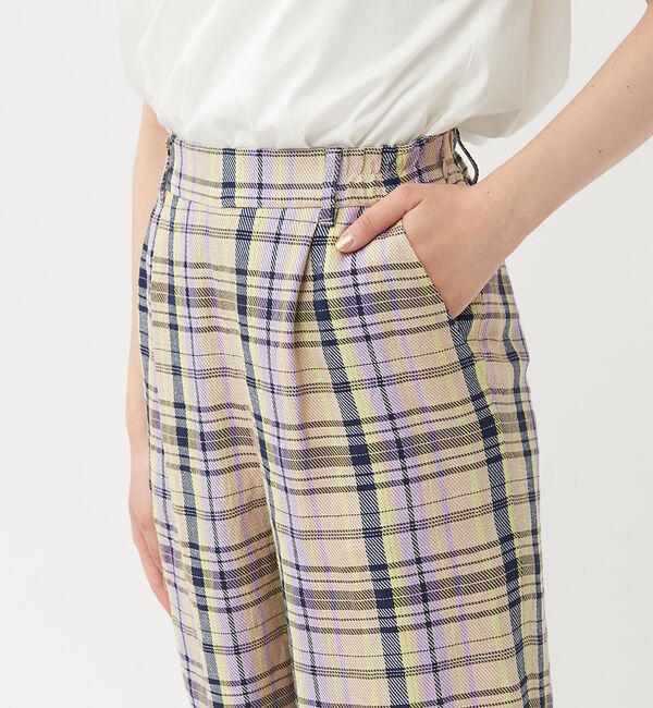 qualite「《セットアップ対応》レーヨンリネンチェックパンツ」|その他|