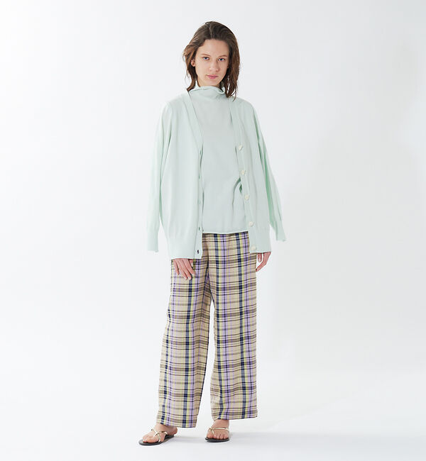 qualite「《セットアップ対応》レーヨンリネンチェックパンツ」|その他|