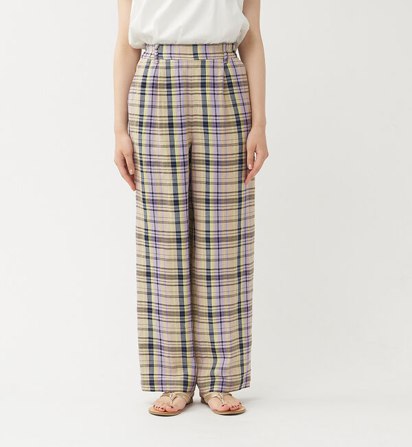 qualite「《セットアップ対応》レーヨンリネンチェックパンツ」|その他|