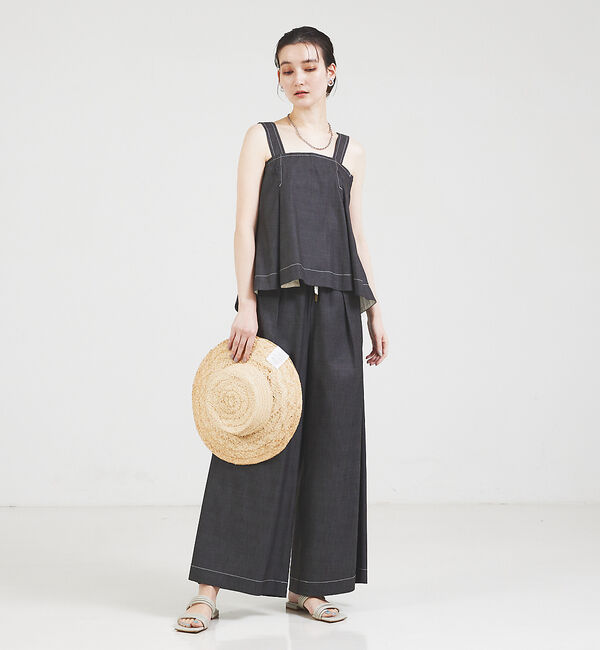 qualite「【セットップ対応】リヨセルデニムベアトップ」|Tシャツ・カットソー|