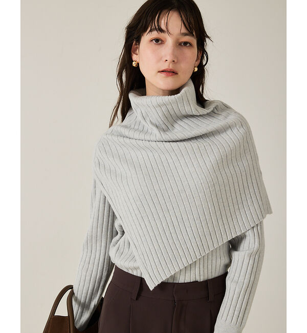 qualite「ご好評につき再入荷！【新色追加！25AW】アシメスヌードリブニット/スヌード取り」|ニット・セーター|