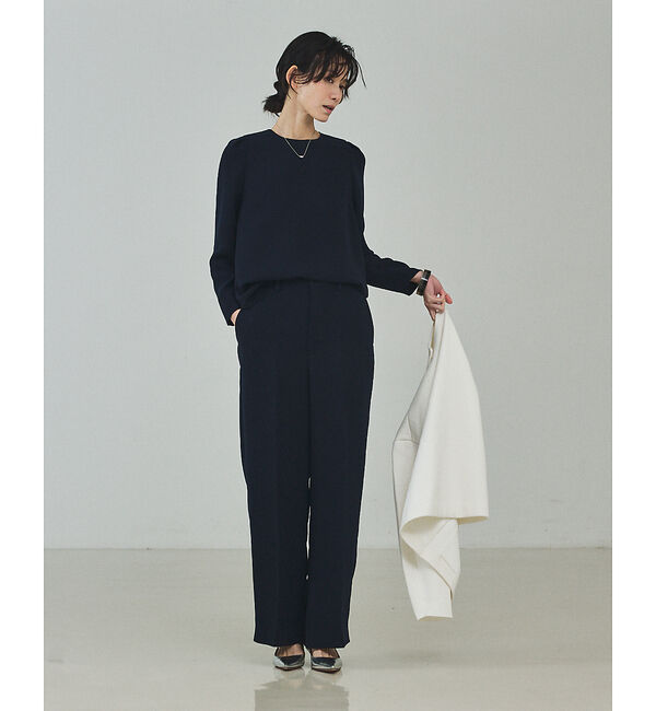 qualite「【シワになりにくい】ライトダブルクロスナローブラウス」|シャツ・ブラウス|
