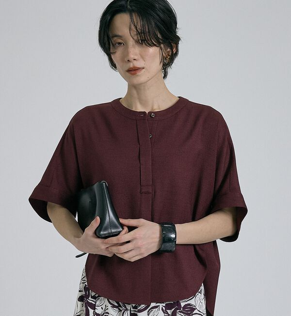 qualite「【ベストセラーアイテム！新色追加】リネンライクスリットブラウス/セットアップ対応」|シャツ・ブラウス|