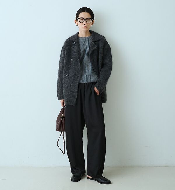 qualite「モヘアニットコート」|ピーコート|
