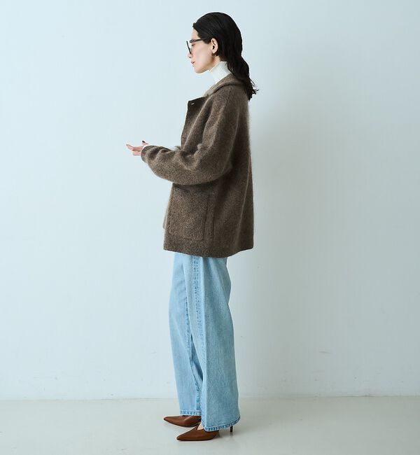 qualite「モヘアニットコート」|ピーコート|