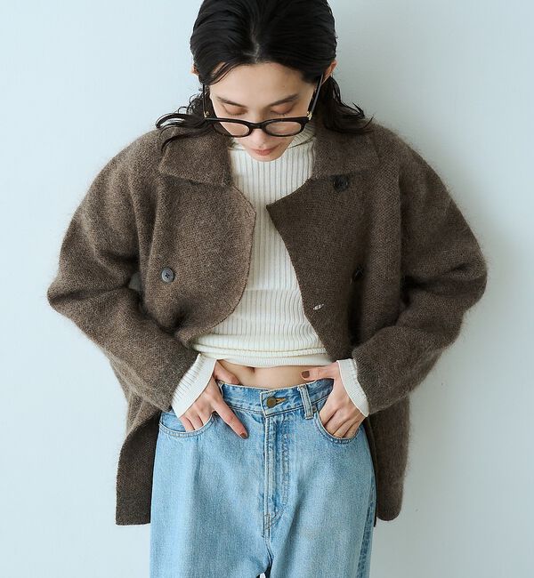 qualite「モヘアニットコート」|ピーコート|