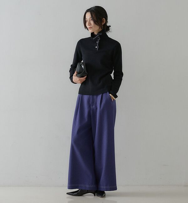 qualite「【アンサンブル可能】フェザートリミングニットプルオーバー」|ニット・セーター|