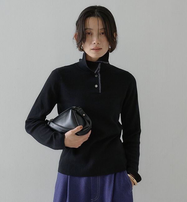 qualite「【アンサンブル可能】フェザートリミングニットプルオーバー」|ニット・セーター|