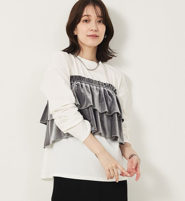 abahouse mavie「【WEB Domani掲載】ベロアビスチェ付ロンT」|Tシャツ・カットソー|