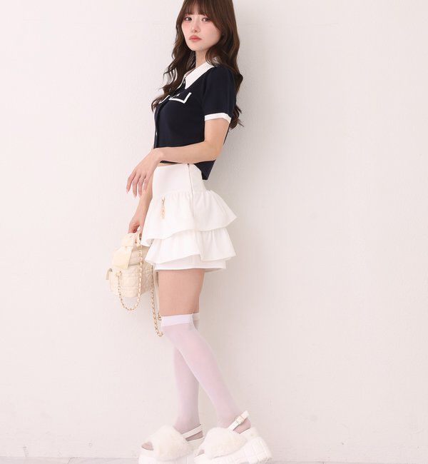 one after another NICE CLAUP「【SMサイズ展開あり】バックレースアップティアードスカパン」|スカート|