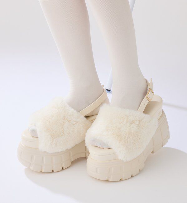 one after another NICE CLAUP「フェイクファー厚底サンダル」|その他|