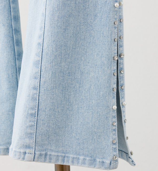 one after another NICE CLAUP「【SMサイズ展開】ビジューラインサイドスリットフレアデニム」|その他|