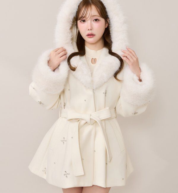 one after another NICE CLAUP「【Premium order】ビジューフェイクファー女の子コート」|その他|