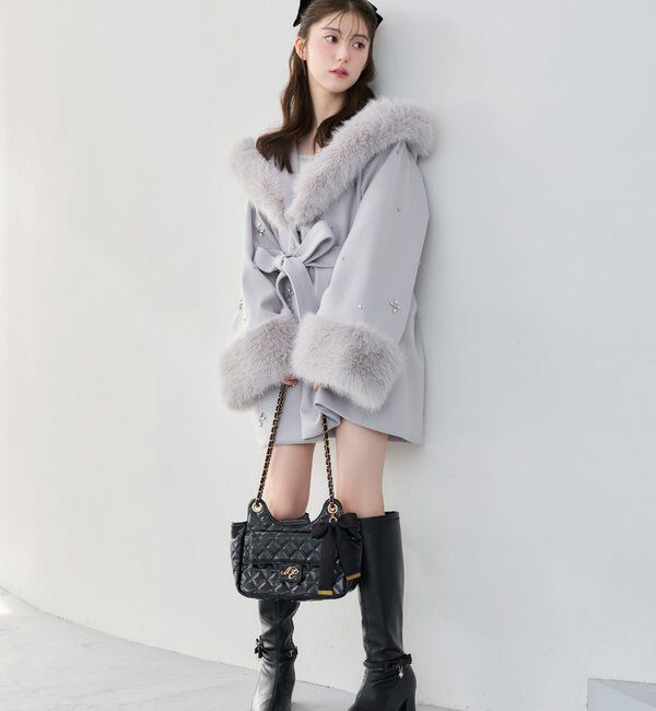 one after another NICE CLAUP「【Premium order】ビジューフェイクファー女の子コート」|その他|