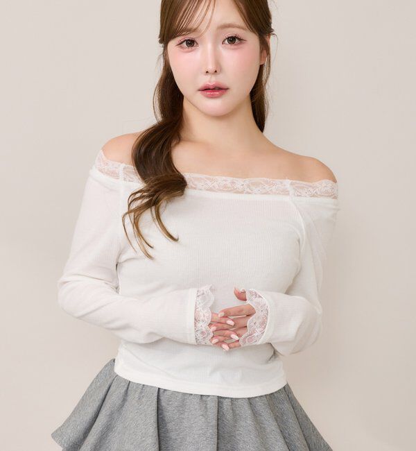 one after another NICE CLAUP「【ヒートジョイ】レーストップス」|Tシャツ・カットソー|