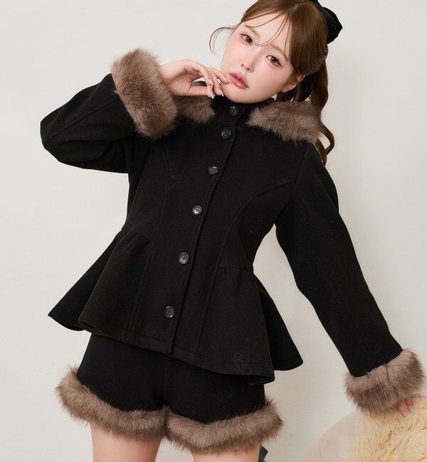 one after another NICE CLAUP「【セットアップ可能】裾フェイクファーショートパンツ」|チノ|