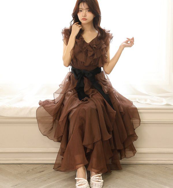 Seemi.by NICE CLAUP「【Seemi.by NICE CLAUP】フリルロングワンピース」|ワンピース|