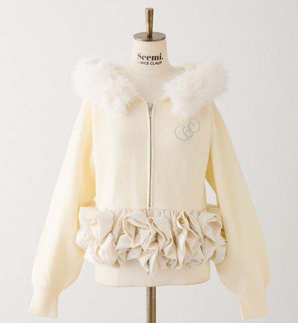 Seemi.by NICE CLAUP「【Seemi.by NICE CLAUP】フェイクファーペプラムパーカー」|ニット・セーター|