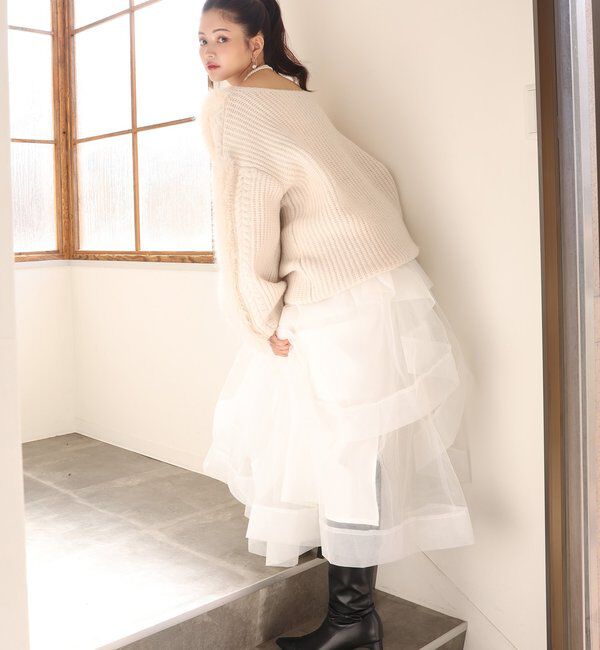 Seemi.by NICE CLAUP「【Seemi.by NICE CLAUP】アシメチュールロングスカート」|スカート|