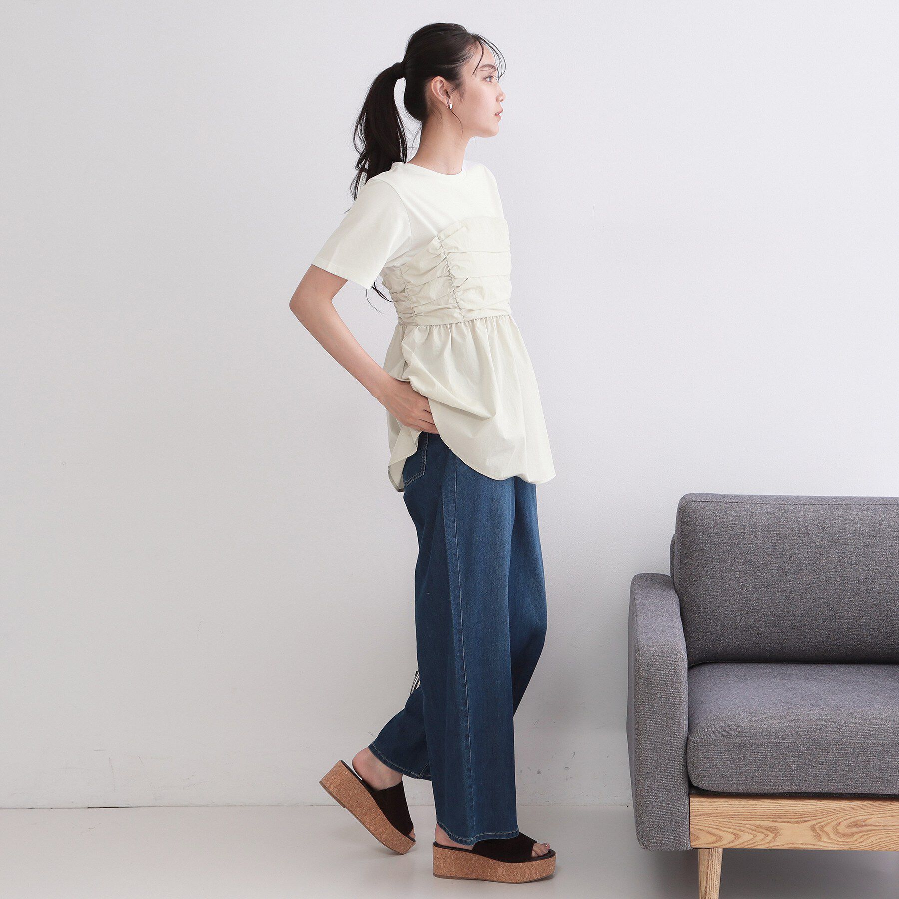 OPAQUE.CLIP「ビスチェドッキングカットソー【洗濯機OK】」|Tシャツ・カットソー|