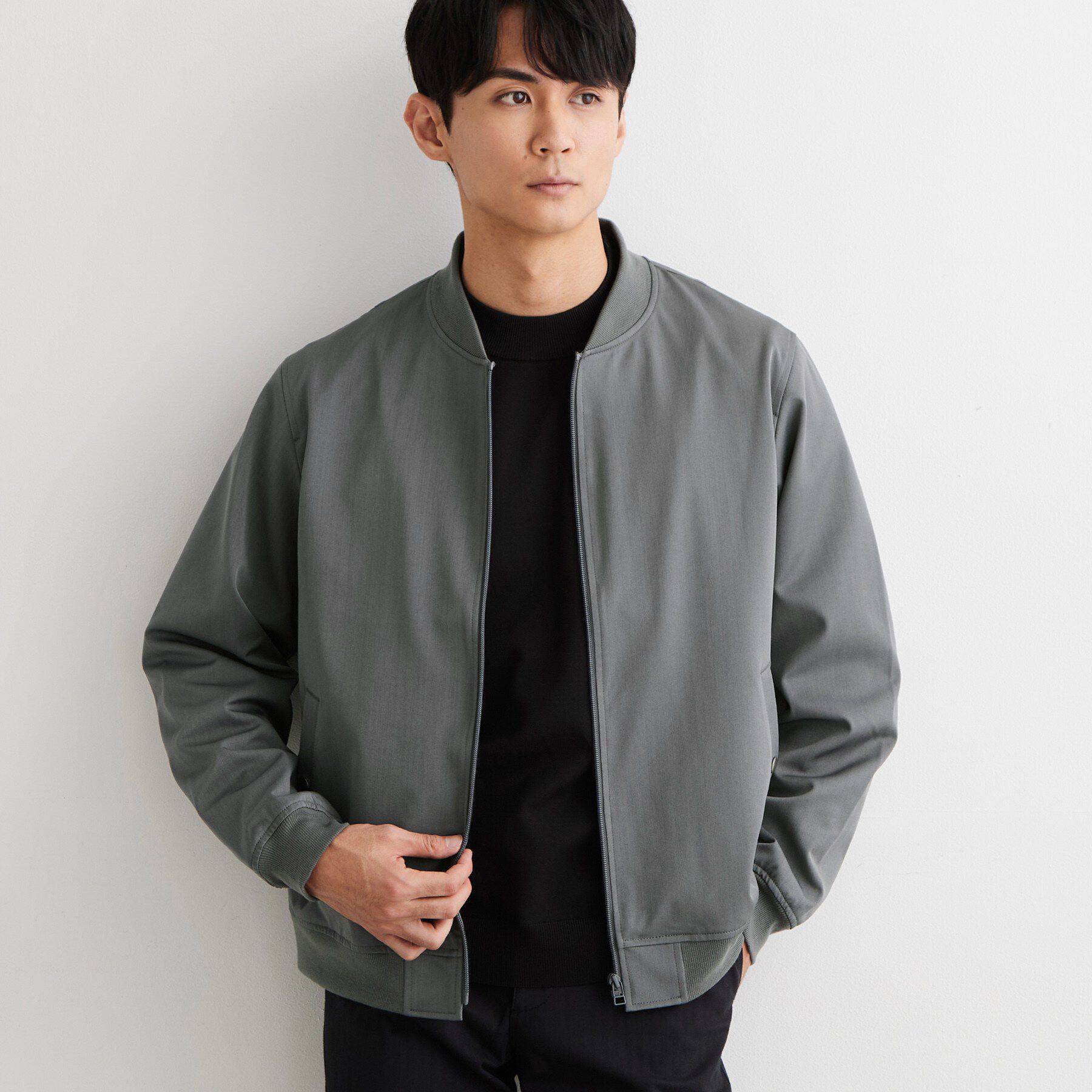 THE SHOP TK「【洗濯機OK／ストレッチ】FLEX LINE リブブルゾン」|ブルゾン・スタジャン|