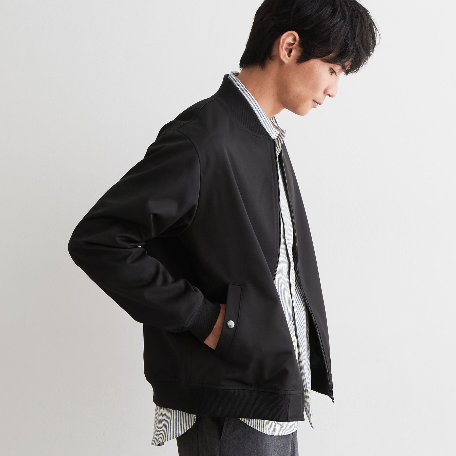 THE SHOP TK「【洗濯機OK／ストレッチ】FLEX LINE リブブルゾン」|ブルゾン・スタジャン|