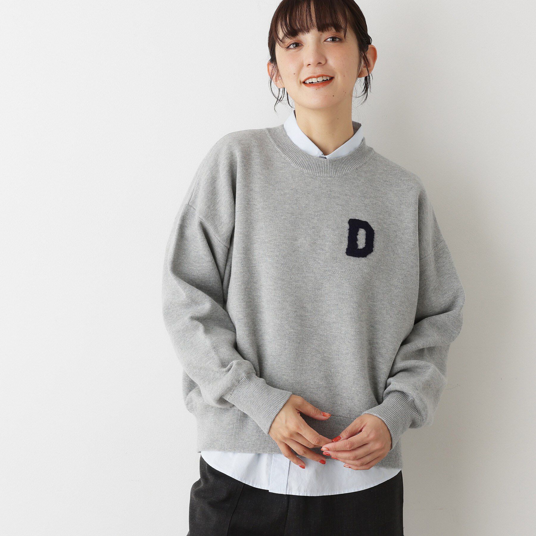 Dessin「【洗える】Dサガラ刺繍ワッペン付きニット」|ニット・セーター|