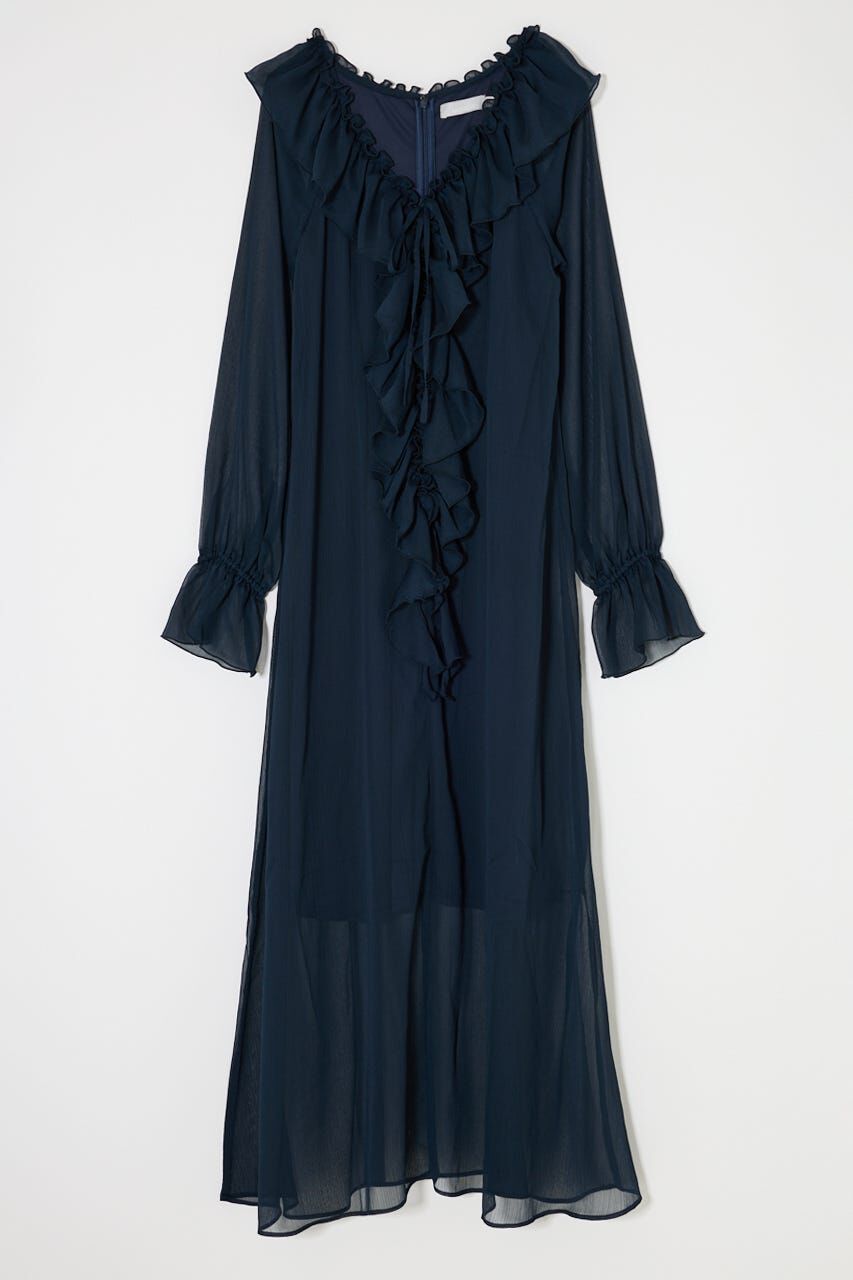 MOUSSY「RUFFLE CHIFFON MAXI ドレス」|ワンピース|