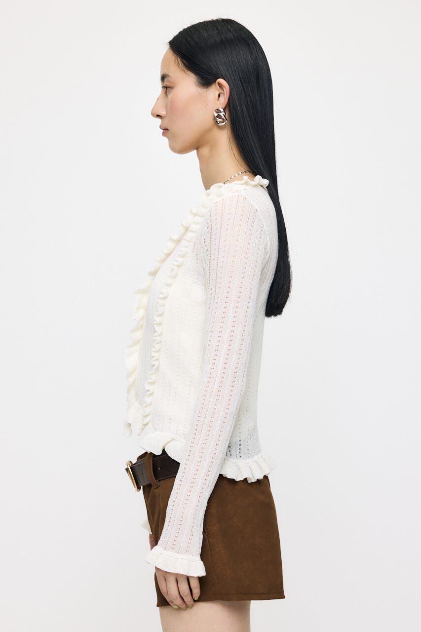 MOUSSY「POINTELLE RUFFLE カーディガン＆キャミソール」|ニット・セーター|