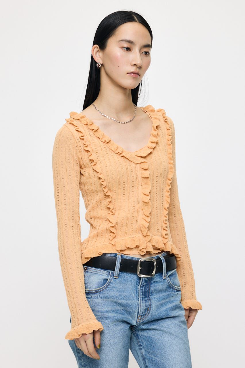MOUSSY「POINTELLE RUFFLE カーディガン＆キャミソール」|ニット・セーター|