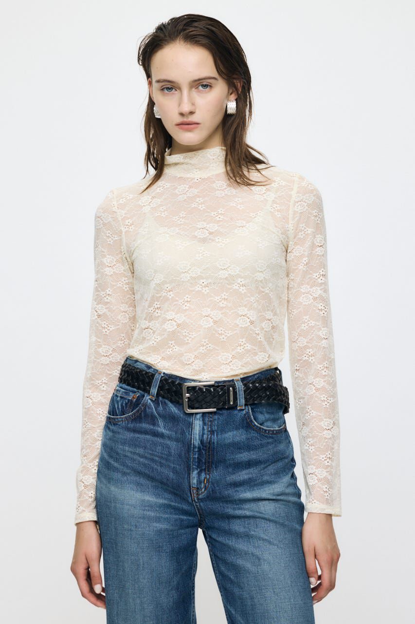 MOUSSY「ES LACE HI NECK トップス」|Tシャツ・カットソー|